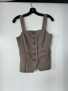 Halogen! Checked Button-Front Tank!